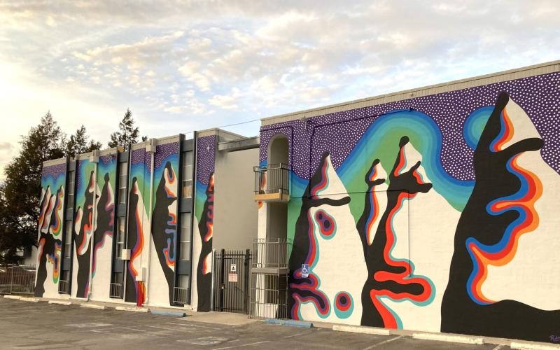 a building with a mural on the side