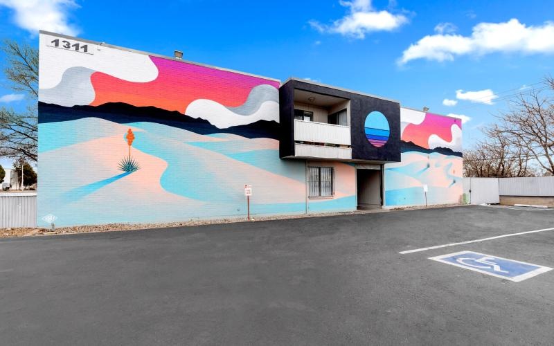 a building with a mural on the side
